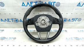 Bare steering wheel Audi Q5 80A 18-20 leather, gray, without buttons and paddles, heated, scratches, bumps