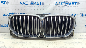 Radiator grill assembly BMW X5 G05 19-23 with radiator deflector louvers 3.0T with motor, X-LINE, for 360 camera, chrome, sand, chrome swelled