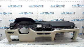 Torpedo front panel with AIRBAG BMW X5 G05 19-23 leather, schwarz/beige, for projection, for re-upholstery