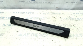 Door sill trim front left BMW X5 G05 19-24 black with chrome insert BMW, backlight, scratches, oxidized, water damaged