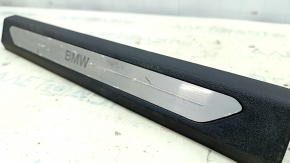 Door sill trim front left BMW X5 G05 19-24 black with chrome insert BMW, backlight, scratches, oxidized, water damaged