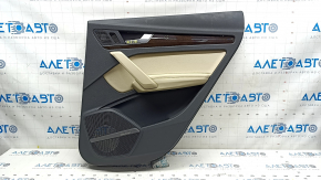 Door trim card rear right Audi Q5 80A 18-20 dark gray, with wood insert, beige armrest with insert, scratches, needs cleaning