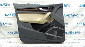 Door trim card front left Audi Q5 80A 18-20 dark gray, with wood insert, armrest and insert beige leather, scratches, tear