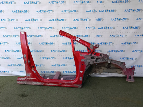Front right quarter Toyota Prius 30 10-15 on the body, red, roof pillar is dented