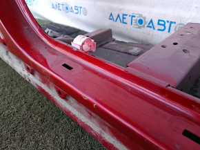 Front right quarter Toyota Prius 30 10-15 on the body, red, roof pillar is dented