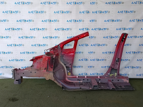 Front right quarter Toyota Prius 30 10-15 on the body, red, roof pillar is dented