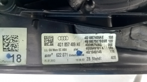 Left side mirror complete Audi A6 C7 12-18 14+2 pins, for auto warehouse, BSM, turn signal, auto-dimming, with cover, white, scratches