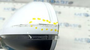 Left side mirror complete Audi A6 C7 12-18 14+2 pins, for auto warehouse, BSM, turn signal, auto-dimming, with cover, white, scratches