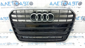 Radiator grille assembly Audi A6 C7 12-15 pre-rest, without camera, black gloss, for parking sensors, sand, non-factory holes