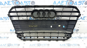 Radiator grille assembly Audi A6 C7 12-15 pre-rest, without camera, black gloss, for parking sensors, sand, non-factory holes