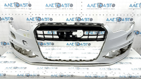 Bare front bumper Audi A6 C7 12-15 for parking sensors, s-line pkg, without plug, white, dented, dents, scratches