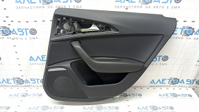 Door trim card rear right Audi A6 C7 12-18 leather black, insert and armrest leather black, with handle, BOSE, dents, worn