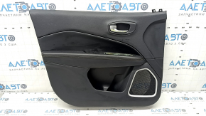 Door trim card front left Jeep Compass 17-21 black, black leather armrest, brown stitching
