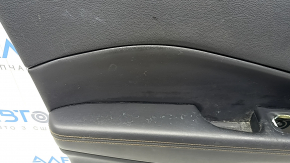 Door trim card front left Jeep Compass 17-21 black, black leather armrest, brown stitching