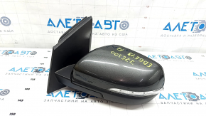 Left side mirror complete Ford Edge 15-18 14 pins, BSM, heated, backlight, auto-dimming, turn signal, graphite