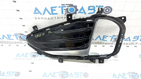 Front bumper grille left Ford Edge 19-24 under fog lights, black gloss with chrome molding, sand