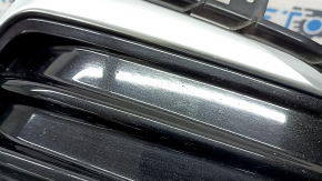 Front bumper grille left Ford Edge 19-24 under fog lights, black gloss with chrome molding, sand