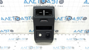 Rear center console trim Ford Edge 15-24 black, with air duct deflector, heating buttons and socket, for cigarette lighter, scratches