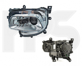 Headlight front right bare Jeep Cherokee KL 14-18 dorest halogen chrome
