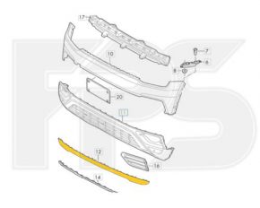 Front bumper lip VW Atlas 18-20 prerest