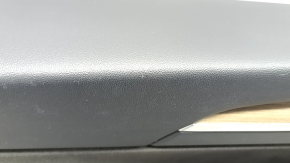 Door trim, front left, Tesla Model Y 20-25, black leather, wood molding, Alcantara insert, with window control and door opening button, matte black trim, scratches