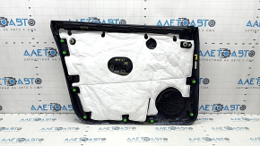 Tesla Model Y 20-25 front right door panel, black leather, wood molding, Alcantara insert, with window control and door opening button, matte black trim, scratched