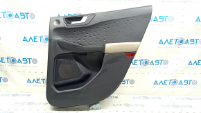 Black rear right door panel for Ford Escape MK4 20-22, beige leather armrest, with handle and trim, scuffs, nicks