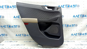 Door trim panel rear left Ford Escape MK4 20-22 black, beige leather armrest, with handle and overlays