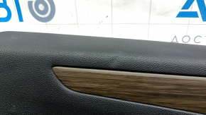 Black door panel, front left, Ford Escape MK4 20-22, wood grain molding, beige leather armrest, Bang & Olufsen, with handle and trim, scratch, dent