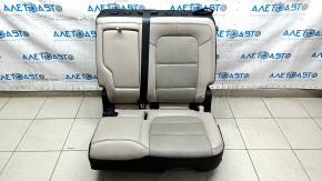 Rear seat, 2nd row, left, Ford Escape MK4 20-22, without airbag, leather, beige with black, perforation, with armrest and belt, scratches, cracked lining, needs cleaning