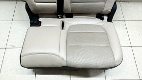 Rear seat, 2nd row, left, Ford Escape MK4 20-22, without airbag, leather, beige with black, perforation, with armrest and belt, scratches, cracked lining, needs cleaning