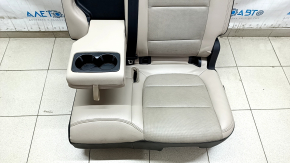 Rear seat, 2nd row, left, Ford Escape MK4 20-22, without airbag, leather, beige with black, perforation, with armrest and belt, scratches, cracked lining, needs cleaning