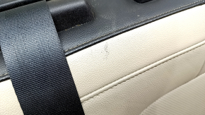 Rear seat, 2nd row, left, Ford Escape MK4 20-22, without airbag, leather, beige with black, perforation, with armrest and belt, scratches, cracked lining, needs cleaning