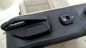 Rear seat, 2nd row, left, Ford Escape MK4 20-22, without airbag, leather, beige with black, perforation, with armrest and belt, scratches, cracked lining, needs cleaning