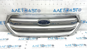 Ford Escape MK3 2017-2019 grille, gray, chrome, with emblem, bumpers, sand
