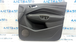 Black front right door trim panel for Ford Escape MK3 17-19 restyling, black leather armrest, chrome handle