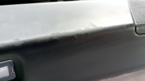 Tesla Model 3 18-20 front left door trim, black leather, Alcantara insert, leather armrest, power window control and door opening button, glossy black, scratches, dented