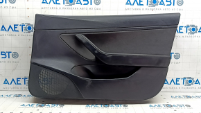 Door trim panel front right Tesla Model 3 18-20 black leather, with window control and door opening button, glossy, dented