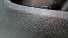 Front left door panel for a Jeep Cherokee KL 19-22, black, with a black leather insert, leather armrest, gray molding, for seat memory, with a handle, scuffs, scratches