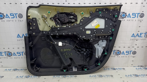 Front left door panel for a Jeep Cherokee KL 19-22, black, with a black leather insert, leather armrest, gray molding, for seat memory, with a handle, scuffs, scratches