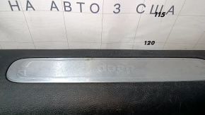 Jeep Cherokee KL 16-22 front right door sill trim, black with chrome, scratches, worn