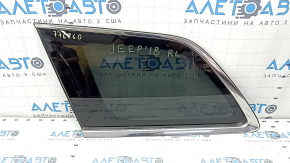Rear left window, blind glass, Jeep Grand Cherokee WK2 17-19, chrome molding, tinted, no antenna, torn seal