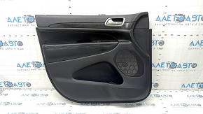 Door trim, front left, Jeep Grand Cherokee WK2 17-18, black, with black leather insert, leather armrest, dark wood molding, with handle, dents, scuffed