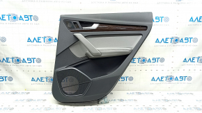 Door trim panel, rear right, Audi Q5 80A 18-20, dark gray, with walnut root wood insert, armrest and insert, gray leather, under the curtain, with handle and overlays, scratches