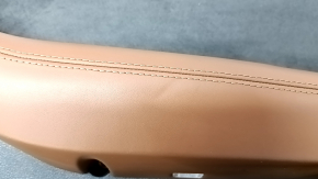The door panel, rear right, Audi Q7 16-19, is black, the bottom is black leather, the armrest is brown leather, the insert is black Alcantara, Bose, under the curtain with a handle and overlay is blac