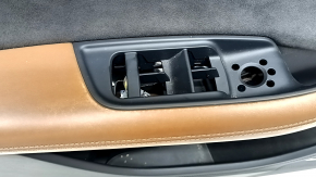 Door trim, front left, Audi Q7 16-19, black, bottom, black leather, armrest, brown leather, black Alcantara insert, Bose, under the curtain with a handle and overlay, black gloss, dents, scuffs