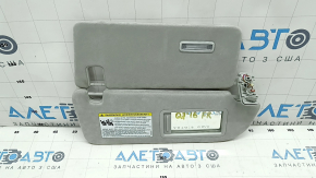 Right sun visor for an Audi Q7 16-25, without a hook, with a lampshade, gray Alcantara, needs cleaning, broken fasteners on the plug