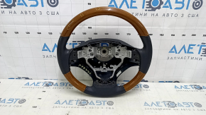 Lexus ES300h ES350 13-16 pre-restored steering wheel, black leather, light wood, scratches, nicks on the wood