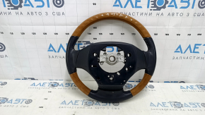 Lexus ES300h ES350 13-16 pre-restored steering wheel, black leather, light wood, scratches, nicks on the wood
