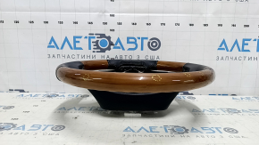 Lexus ES300h ES350 13-16 pre-restored steering wheel, black leather, light wood, scratches, nicks on the wood